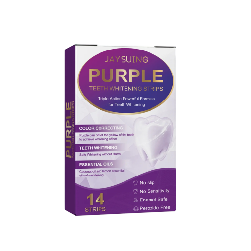 14 pcs Bandes blanchissantes violettes pour les dents 30 minutes de blanchiment Élimination de la plaque et des taches Blanchiment doux Adhérence solide des bandes