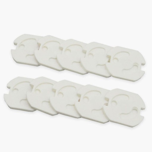 Säkerhetspropp för uttag 10 st Självhäftande skydd för att skydda barn från elolyckor Vit plast Mått 3,5 x 3 cm
