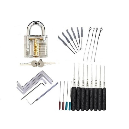 15-Piece Locksmith Tool Set 5-in-1 Stainless Steel Hand Tools Broken Key Remover Lock Picks Training Set