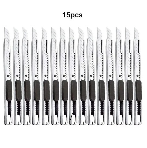 15 Stück einziehbares Schneidemesser aus Edelstahl, Hobbymesser, tragbares Abbrechmesser, Bastelmesser für Karton, Papier, Heimwerken