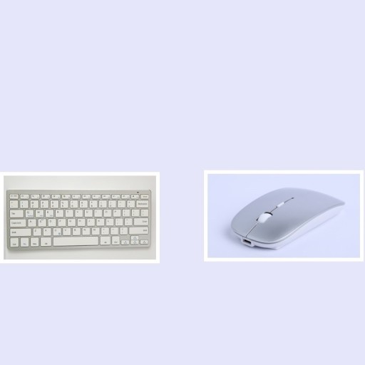 Trådlöst Bluetooth tangentbord och mus Kompakt set Tangentbord med membranbrytare för AAA-batterier Mus med uppladdningsbart batteri Silverplast