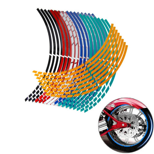 16 buc autocolante reflectorizante pentru roți de motocicletă, benzi de siguranță pentru jante, ușor de instalat, benzi adezive impermeabile pentru disc