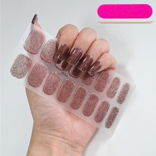 16Tips třpytivé polovytvrzené gelové samolepky na nehty čisté barvy UV LED gelový lak dlouhotrvající plné krytí nail art dekorace