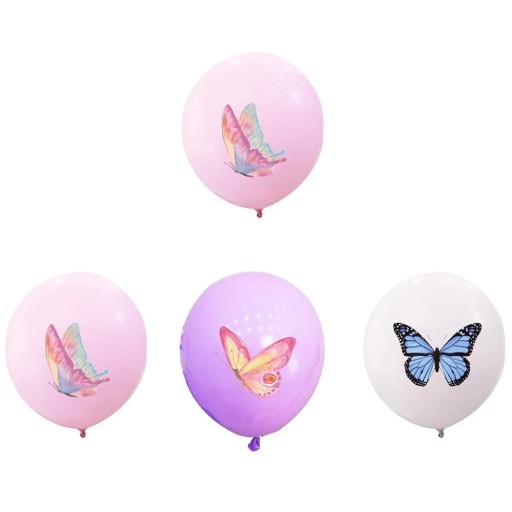 18 db Lepke mintás latex léggömb 30 cm Dekoratív léggömbök lepke mintával Parti dekoráció születésnapokra gyerekzsúrokhoz