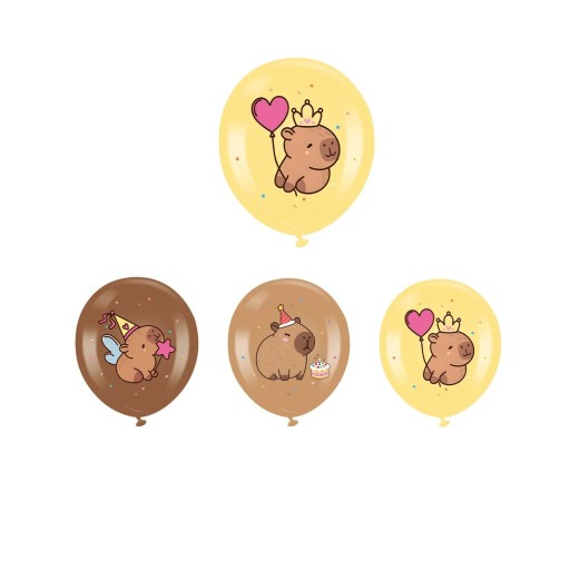 18 Stück Partyballons Capybara 30,5 cm Gelbe und braune Ballons mit Capybara-Motiven Geburtstagsdekoration für Kinderfeiern
