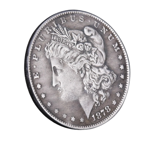 19. Jahrhundert Replik einer 3,8 cm großen US-Dollar-Gedenkmünze von 1878, 1879, versilberte Metallmünze der Vereinigten Staaten von Amerika