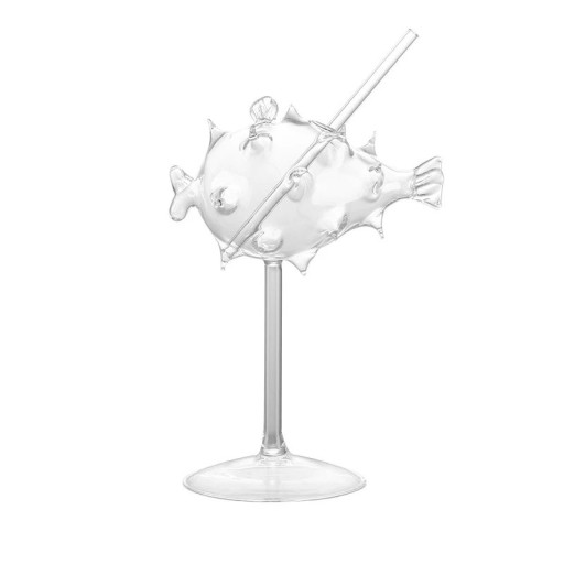 195 ml Cocktail Glass Made of Clear Glass Decorative Fish-Shaped Glass Height 18 cm Base Diameter 9.2 cm for Cocktails and Beverages