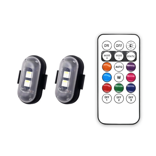 2 buc LED de avertizare bliț luminos 8 culori telecomandă semnal de siguranță 110mAh baterie de avertizare pentru mașini și biciclete