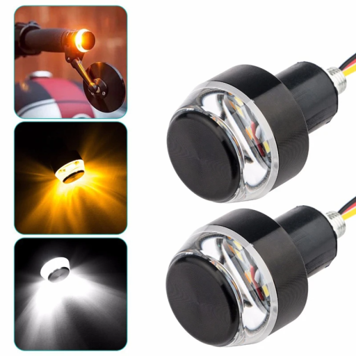 2 buc. LED-uri pentru ghidon, lumină de capăt, 12V, pentru motocicletă, fază scurtă și semnalizator, pentru ghidon de 22 mm, iluminat de siguranță pentru moto