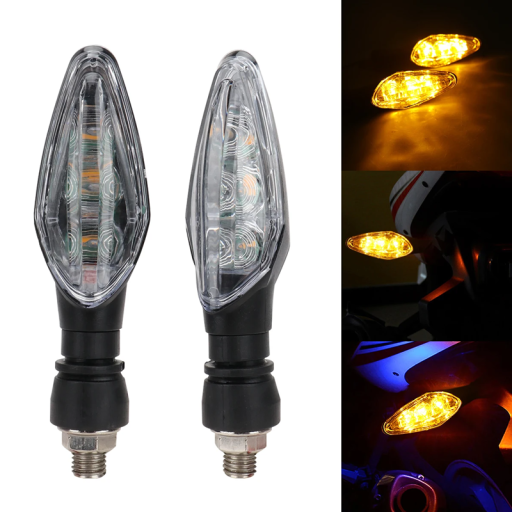2 buc Semnalizare LED pentru motocicletă, 12 x 2 x 6 cm, lumini galbene, corp ABS, DC 12 V, impermeabil IP68, 3 LED-uri, 10 mm, cu șurub, semnalizator de siguranță