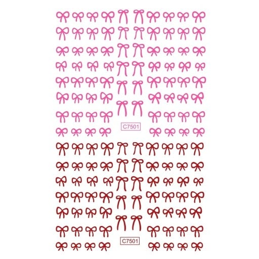 2 bucăți autocolante pentru unghii 3D roz și roșii mini fundițe dantelă autocolante nail art decorațiuni manichiură accesorii stil Y2K