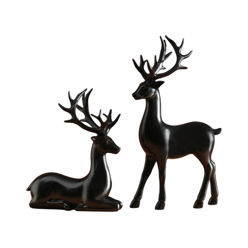 2 bucăți Decorațiuni de Crăciun cerb 16 x 9 cm și căprioară 11 x 9 cm Figurine elegante ornament de iarnă pentru interior Decorațiuni festive