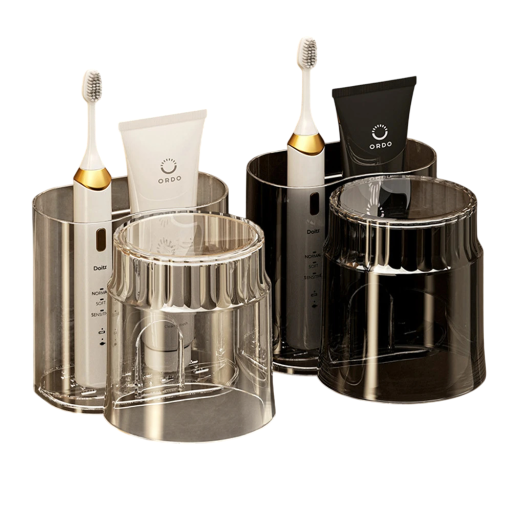 2 bucăți Suport autocolant pentru periuțe de dinți cu pahar 10 x 9,5 cm Capacitate 5 kg Organizator de baie montat pe perete Fără găurire Suport pentru periuță