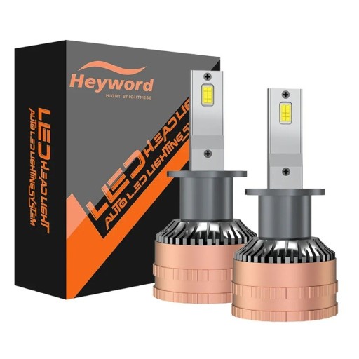 2 db LED autóizzó H3 Heyword 3570 chip, alumínium ház bordázott hűtővel, fehér fény 6000 K személyautók fényszóróiba