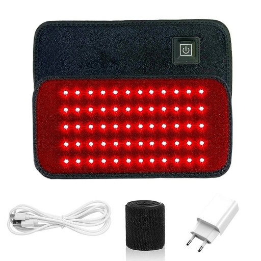 2-i-1 rød og infrarød LED-lysterapistrimmel 17,5x9 cm 105 LED&#39;er 660nm 850nm justerbar intensitetstimer USB-strømforsyning EU-adapter