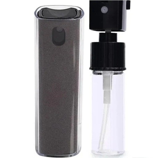 2-i-1 skärmrengöring med sprayflaska Mikrofibersvamp för mobiltelefon, surfplatta och dator 9x2,7 cm skärmrengöring Plastbehållare