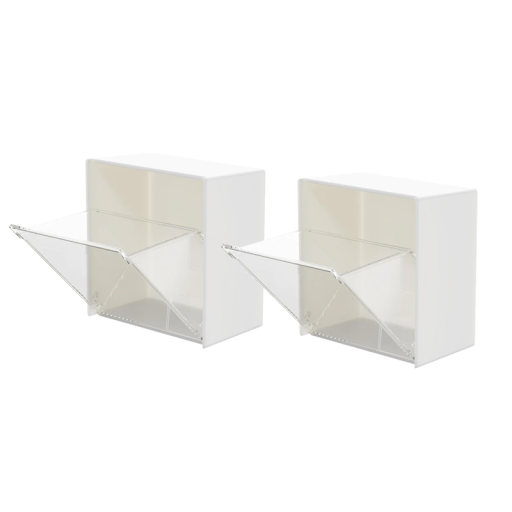 2 ks Bílé nástěnné úložné boxy 8,5 x 8,5 x 4,5 cm Samolepicí plastové organizéry Multifunkční držáky na stěnu pro koupelnu a kuchyň