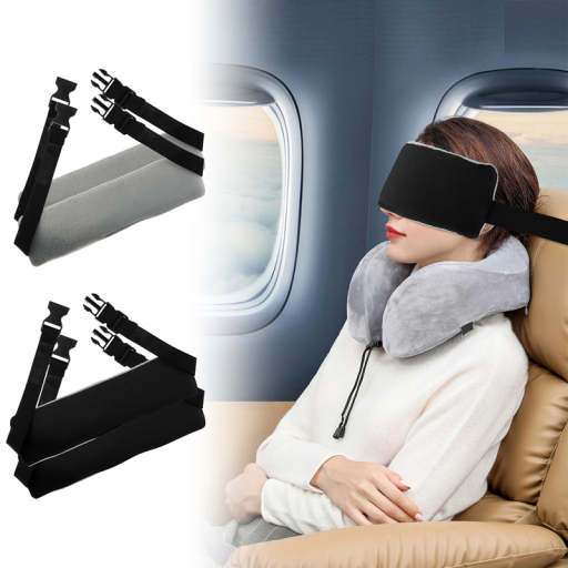 2 Pack Head Support Pillow 29 x 8 cm with Adjustable Strap Supportive Travel Pillow Ergonomic Neck Support Car Office