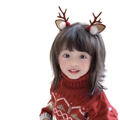 2 pcs Children's Hair Clips with Deer Antlers and Ears White and Red Pom Poms Christmas Hair Accessories Cute Christmas Hair Decorations