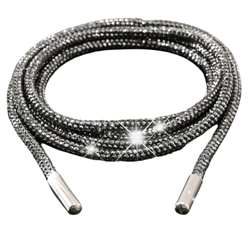 2 pcs de atacadores luxuosos brilhantes de nylon com strass Acessório de moda estiloso Atacadores brilhantes Ténis Botas de tornozelo Calçado