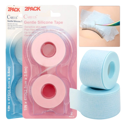 2 pcs fita de silicone não tecida para os olhos 2,5 x 4,5 x 3 cm 3,6 m almofada de proteção respirável para pestanas pele sensível extensão