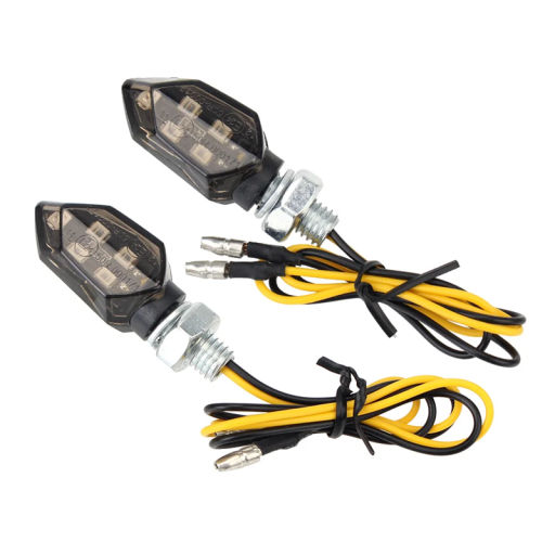 2 pcs Motorcycle Indicators 5 x 1.8 cm LED Turn Signals 12V Waterproof IP65 Plastic Indicators 8 mm Thread Universal Black Motorcycle Indicators