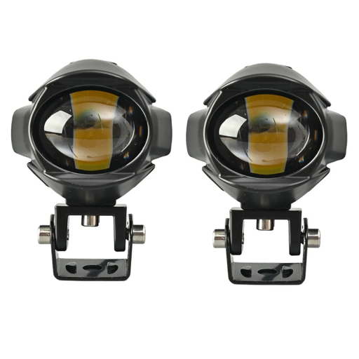 2 pcs Motorcycle LED Headlights 25 W IP67 Spot Light Warm and Cold White 9–85 V DC Double Bracket Universal Mounting