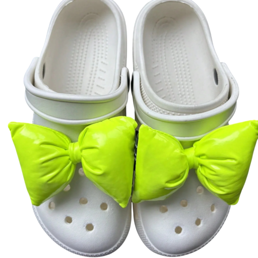 2 pièces décoration pour crocs nœuds en cuir PU brillant ornements pour chaussures crocs accessoire pour personnalisation de chaussures à enfiler