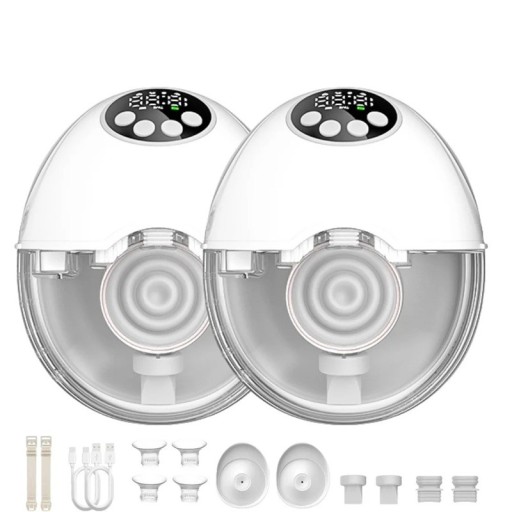 2 pz Estrattore di latte elettrico portatile con riscaldamento 45 °C 19 mm 21 mm PP silicone spegnimento automatico 30 min estrazione di latte materno