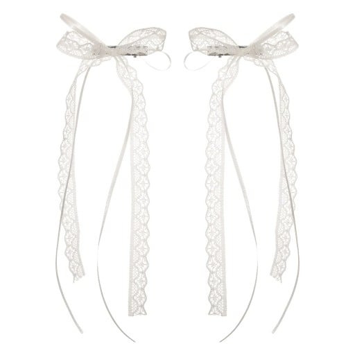 2 pz Fermagli per capelli Fiocchi in pizzo Bianchi 8 x 25 cm Eleganti accessori per capelli Decorazioni romantiche per capelli Fiocchi stilosi