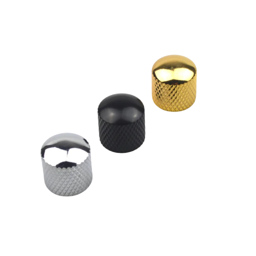 2 Stück 6 mm Metalldom-Lautstärke- und Klangreglerknöpfe für E-Gitarre und Bass. Neutrale Farbe. Metallknöpfe für Potentiometer.