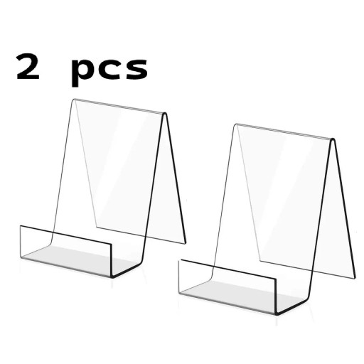 2 Stück Acryl Buchständer 10 x 9 x 7,5 cm Transparenter Halter für Bücher, Tablets, Noten, Zeitschriften und Kunstwerke Dekorativer Ausstellungsständer
