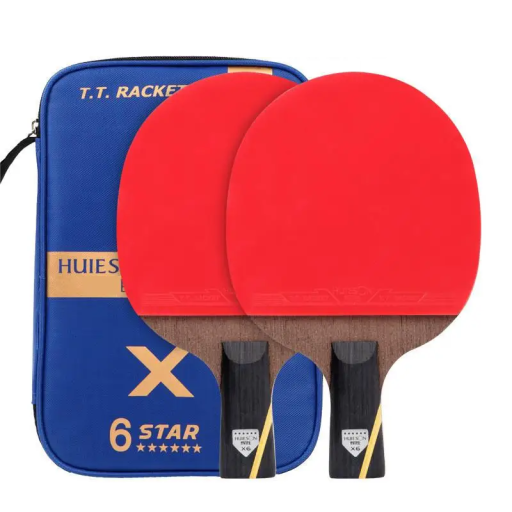 2 Stück Tischtennisschläger 5 Schichten Holz 2 Schichten Carbon Kurzer Griff Gummi mit Noppen Schaum Drehung Ball Training Spiel 7mm