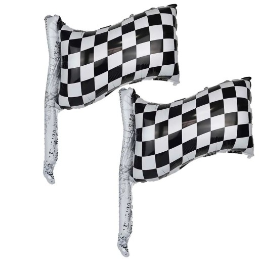 2 stuks Folieballonnen Racevlag 50 x 60 cm Schaakvlag feestdecoratie voor kinderverjaardag met racethema