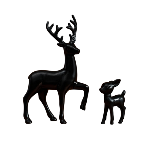 2 unidades de decoração de Natal, corça 9 x 15 cm e cervatinho 6 x 4 cm, figura de ornamento de inverno para casa, conjunto elegante