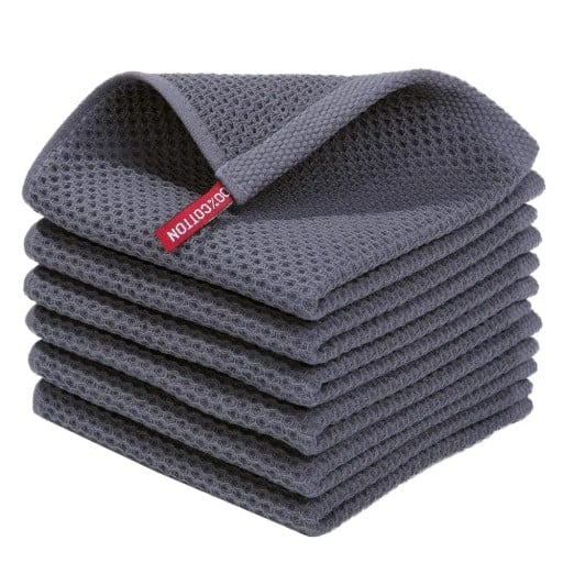 2 värikkään puuvillapyyhkeen setti 30x30 cm Vohvelikangas Imukykyiset pehmeät liinat astioiden pesuun ja keittiön siivoukseen