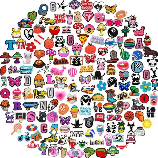 20 buc Seta de accesorii pentru crocsy motive aleatorii 2–4 cm ornamente din PVC pentru pantofi crocs decoratiuni pentru incaltaminte set universal