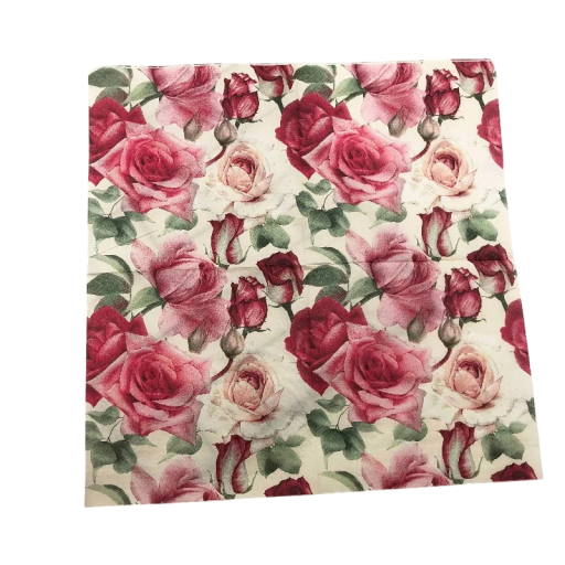 20 bucăți Servetele din hârtie Motiv cu trandafiri 33 x 33 cm 2 straturi Servetele decorative pentru masă Cerneală alimentară naturală pe bază de apă