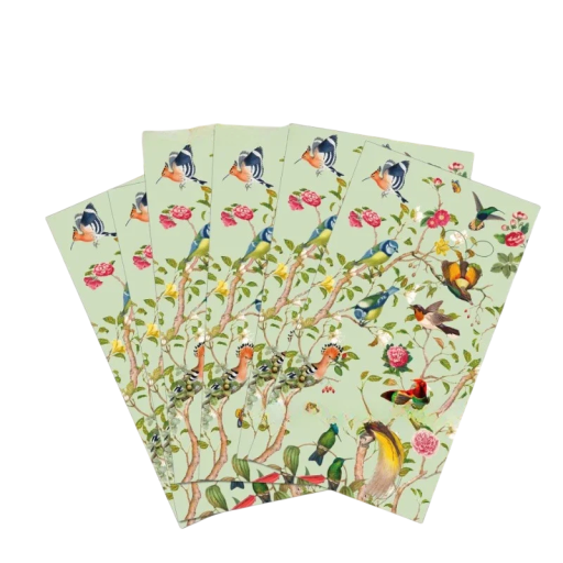 20 bucăți Servetele din hârtie Verde deschis Motiv cu păsări și crenguțe 33 x 40 cm 2 straturi Servetele decorative pentru masă Cerneală pe bază de apă
