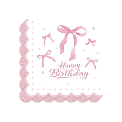 20 db Papíralapú születésnapi szalvéta Happy Birthday Masni hullámos szél Party szalvéták születésnapra gyerekzsúr asztali dekoráció
