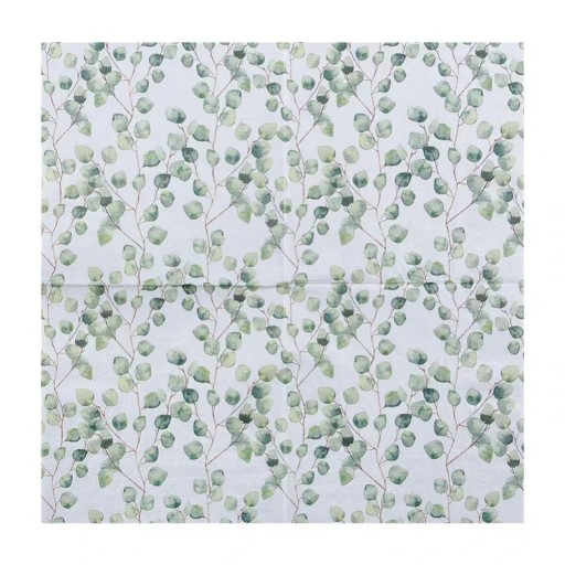 20 Pack Paper Napkins Small Green Leaf Design 33 x 33 cm 2 Ply Decorative Table Napkins Natural Water-Based Ink