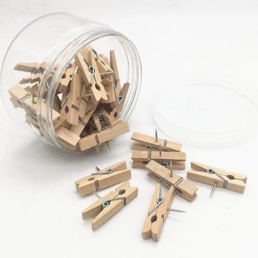 20 pcs 2-in-1 Wooden Push Pins with Metal Point Natural Wood Metal for Attaching Photos Notes and Decorations