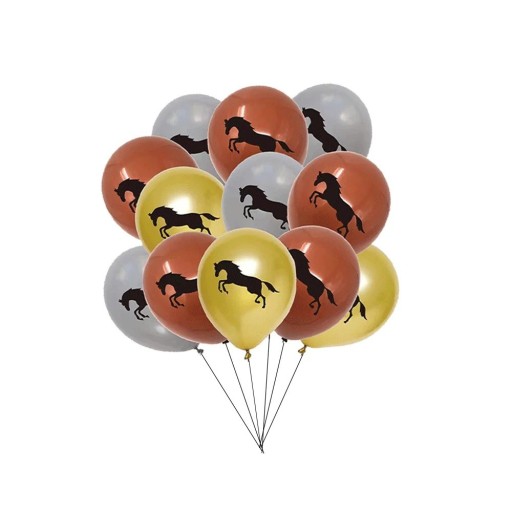 20 pcs ballons en latex avec motif de cheval ballons décoratifs de fête en latex marron jaune et gris pour décoration d'anniversaire d'enfants