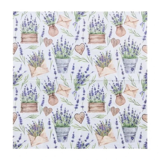 20 pcs Paper Napkins 33 x 33 cm 2 Layers Lavender Motif in Provencal Style Decorative Table Napkins Natural Water-Based Ink