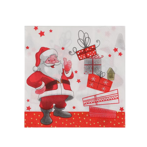 20 pcs Serviettes en papier 33 x 33 cm Serviettes de Noël Père Noël et cadeaux Serviettes décoratives pour la table de Noël Décoration de fête de Noël