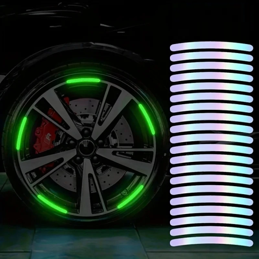 20 pezzi di adesivi riflettenti per ruote 9 x 7 cm Adesivi luminosi di sicurezza per auto e moto Visibilità al buio Guida notturna