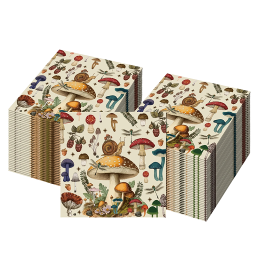 20 pz Serviette di carta 32x32 cm 2 strati Serviette con motivo funghi e bosco Serviette decorative per la tavola feste picnic e party