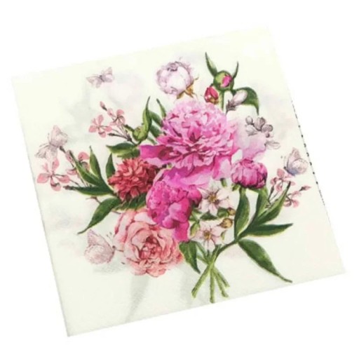 20 pz Tovaglioli di carta Bouquet di peonie 330 x 330 mm 2 strati Motivo floreale Inchiostro naturale a base d'acqua Tavola festiva