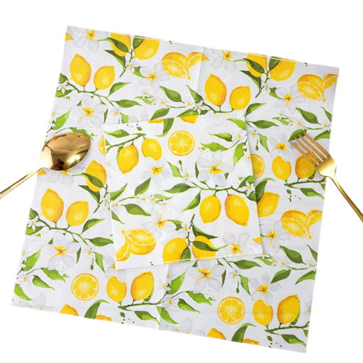 20 st Papperservetter 30 x 30 cm Citroner 2 lager Hållbara Dekorativa festservetter