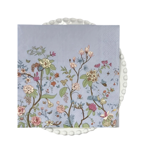 20 stuks Papieren servetten 33 x 33 cm 2 lagen Blauw met kleurrijke bloemen Decoratief bloemenmotief Feestelijke tafelaankleding
